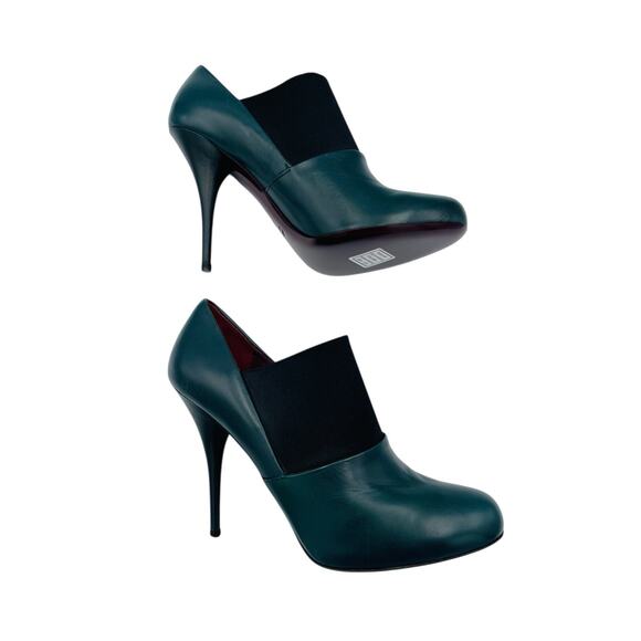 Miu Miu By Prada Teal Stiletto Booties Leather Womens Size US 9 EU 39 - Picture 4 of 9